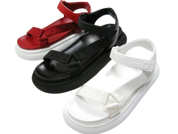 【高品質セール】サイズ37新品 本物モンクレール SLYDER サンダル 黒 レディース 靴