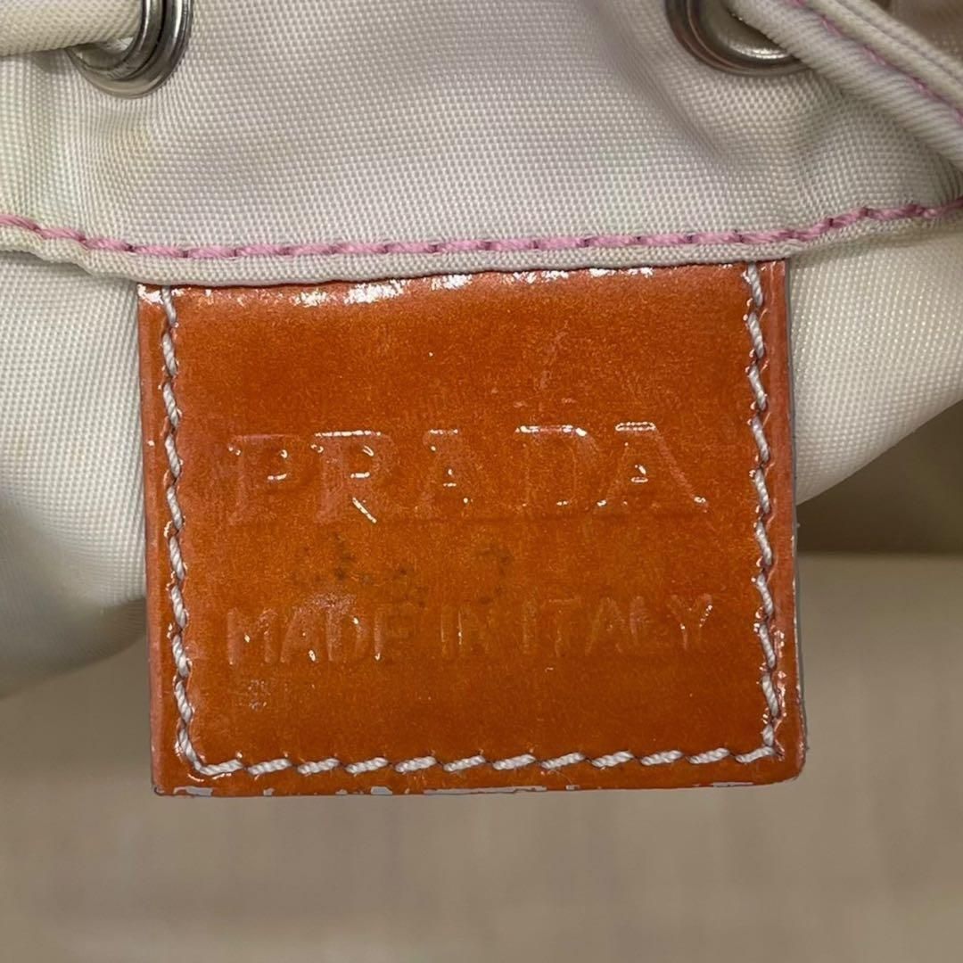 良品 4784 PRADA プラダ 巾着 ポーチ 三角プレート ナイロン グレー