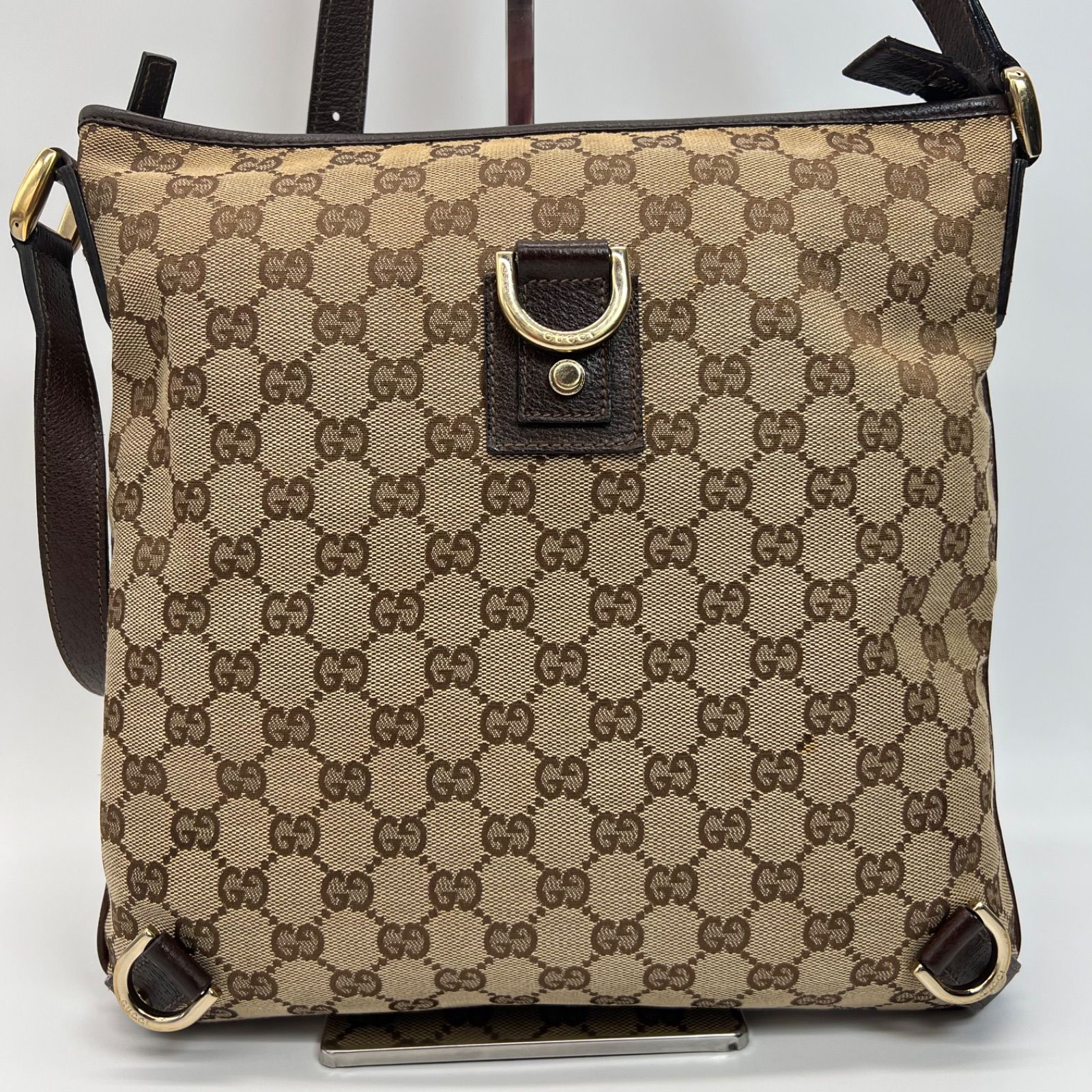 GUCCI グッチ GGキャンバス サコッシュ ロゴプレート シェリー