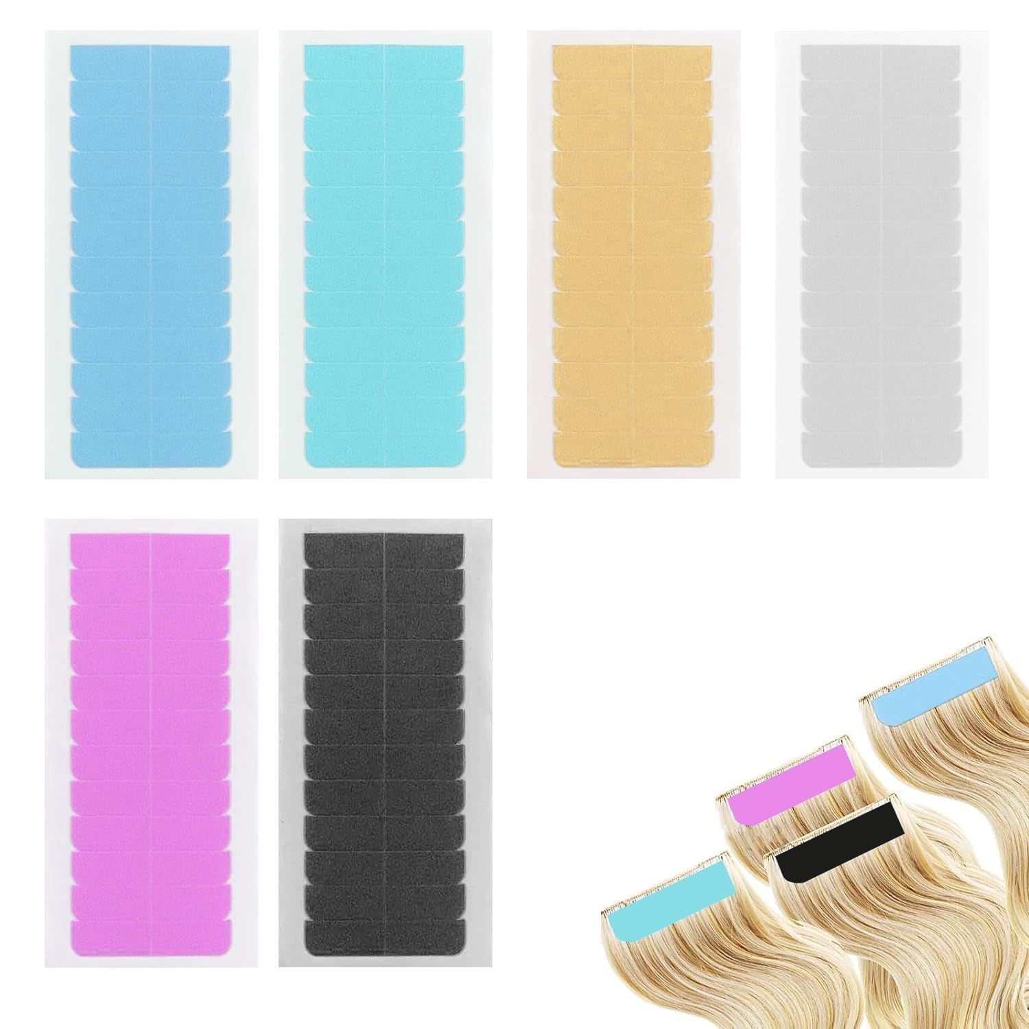PAVIKEヘアエクステンションテープ 【144個入り】かつら両面テープ ウィッグ テープ 目立ちにくい透明テープ、粘着力が強く、かつらの接着に適している