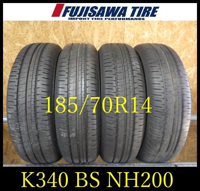 K340 送料無料◆ 製造 約8.5部山◆BS ECOPIA NH200◆185|70R14◆4本