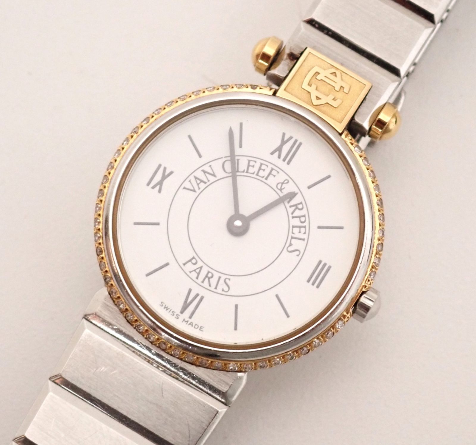 VanCleef-Arpels ヴァンクリーフアンドアーペル ラコレクション 43606LL5 YG|SS QZ イエローゴールド コンビ ダイヤベゼル レディース