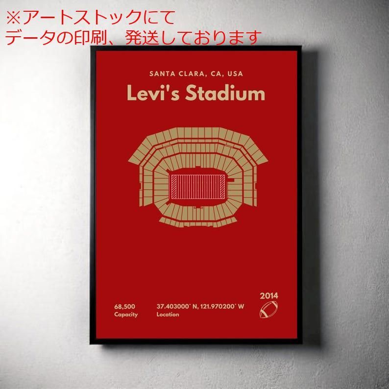 mz ポスター A1 サイズ (~A4まで対応可) サンフランシスコ 49ers ポスター リーバイス スタジアム ミッドセンチュリーモダンフットボールポスター スポーツベッドルームポスター ミニマリスト 