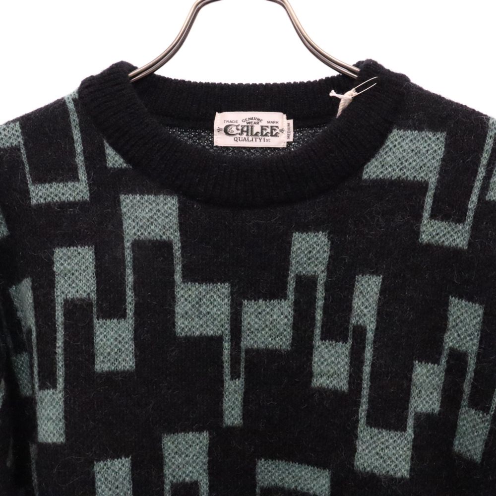 CALEE (キャリー) 7 Gauge jacquard mohair crew neck knit sweater CL 
