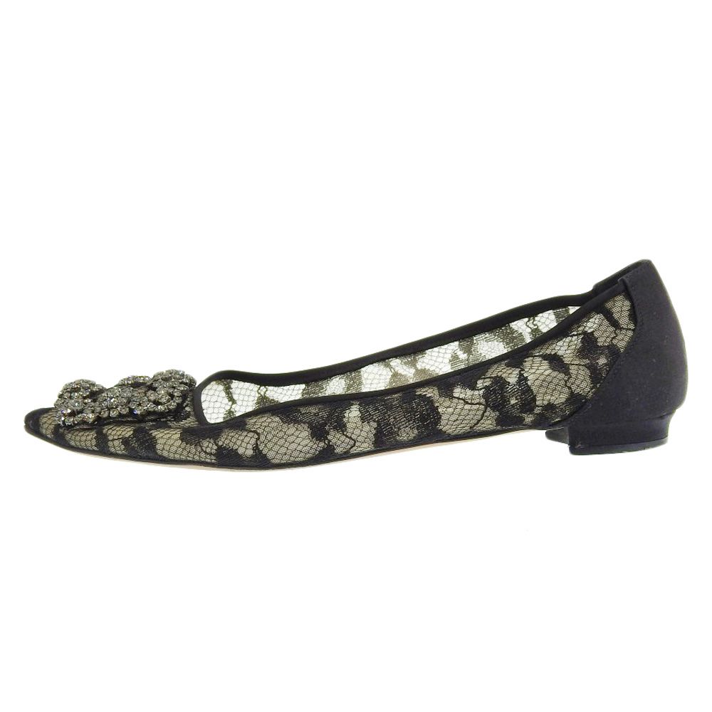 MANOLO BLAHNIK マノロブラニク レース ビジュー フラット
