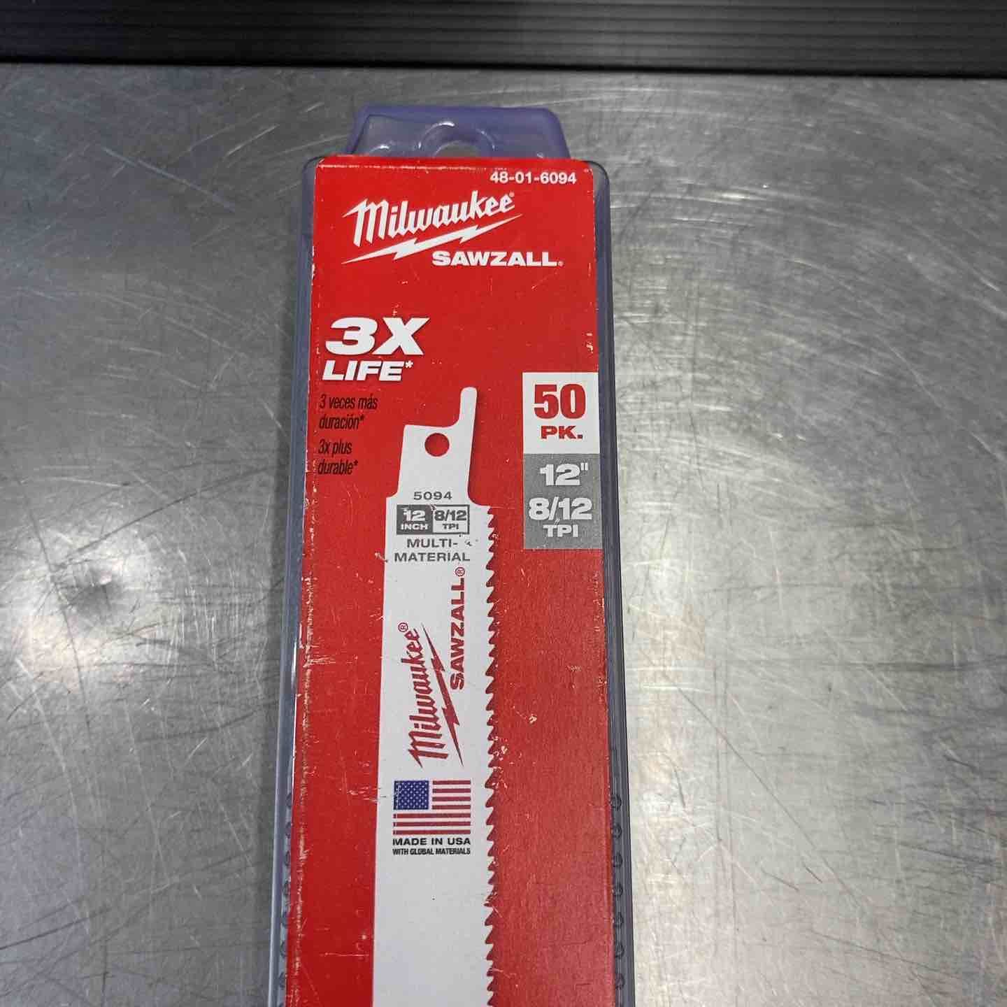 【アウトレット特価品】 ♥品 店頭展示品 ミルウォーキー Milwaukee レシプロソーブレード まとめ 8|12TPI 48-01-6094 18TPI 48-00-8788 3ケース 100枚 東大和店