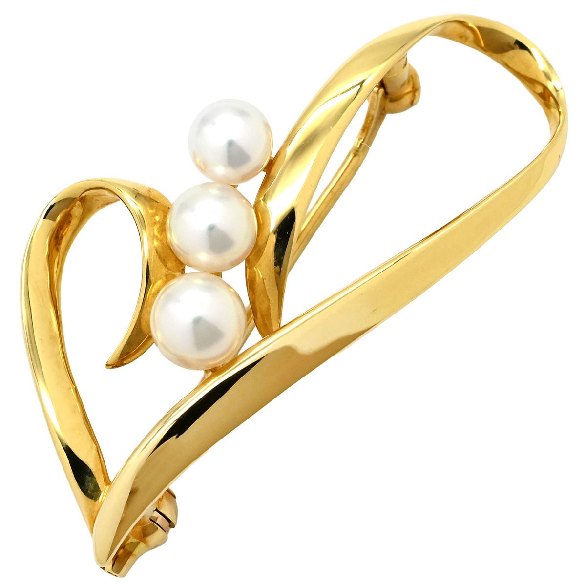 ミキモト MIKIMOTO ブローチ パールブローチ K18YG パール イエローゴールド 18K 18金 750 ハート イエローゴールド 箱