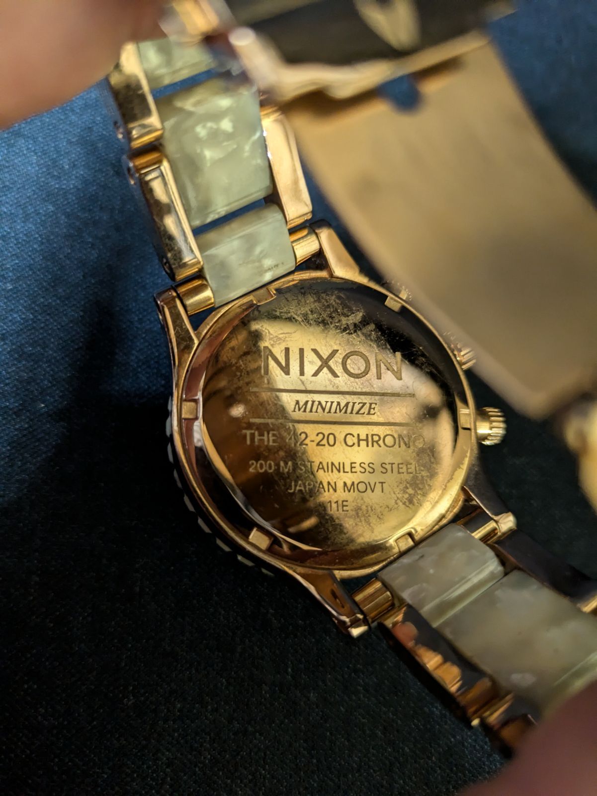 不動品】NIXON／ニクソン 42-20 Chrono クロノ ゴールド べっ甲 コンビ
