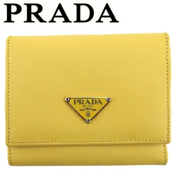 プラダ PRADA 三つ折り財布 サフィアーノ ゴールド SOLEIL