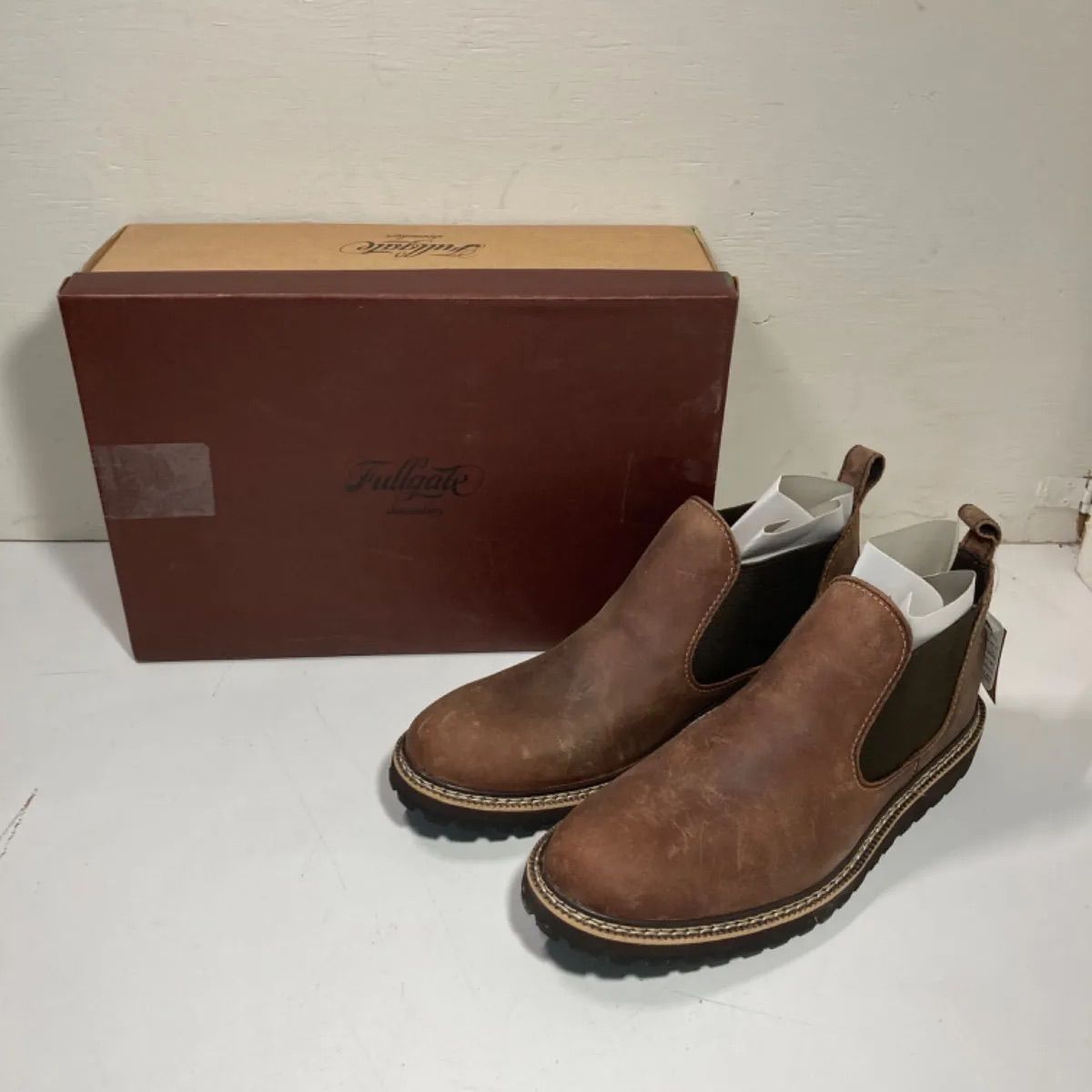 FULLGATE フルゲイト サイドゴア ブーツ メンズ 靴 本革レザー 防滑 タンクソール FG-1711 ダークブラウン 25.5㎝ 新品 1円 スタート フルゲイト FULLGATE 本皮サイドゴアブーツ （BLK） -アウトレット通販