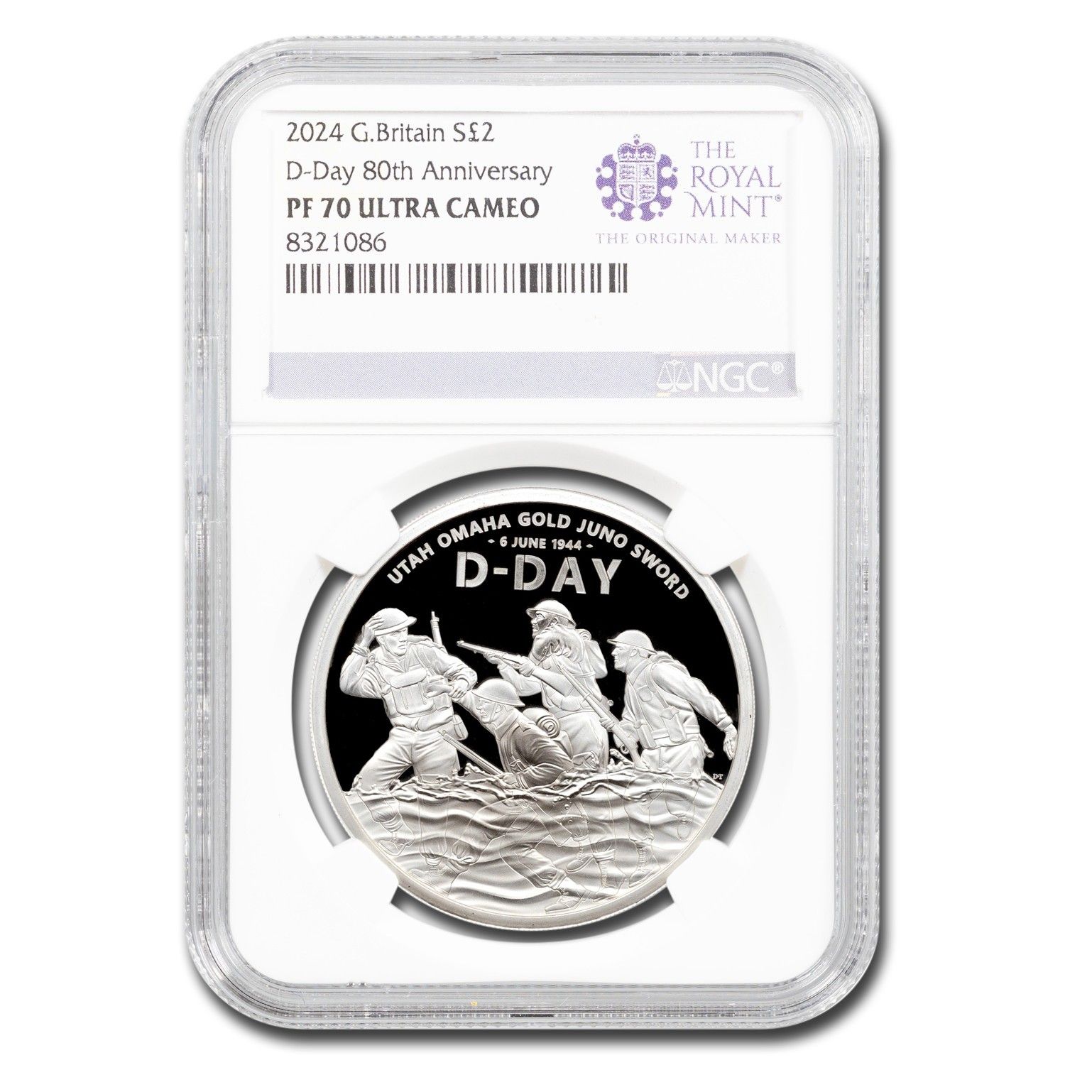2025 GB 1 oz Silver ￡2 80th Anniversary D-Day PF-70 UCAM NGC