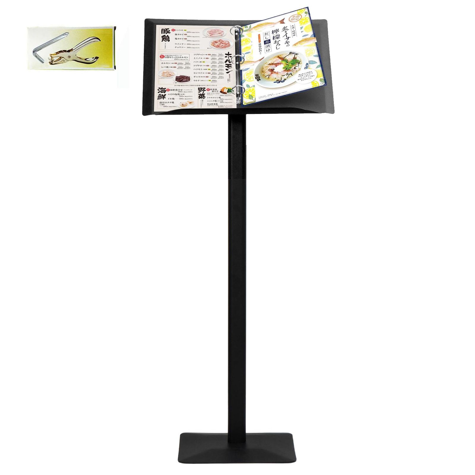 商品 NUSRATS 記名台 順番待ち 記名台スタンド ウェイティングスタンド メニュースタンドサイン 飲食店 店頭 店舗 居酒屋 カフェ レストラン メニュー表 見開き 看板 料理 案内 工具付き 組み立て簡単 耐圧性 耐風性 メニュー立て スタンド ブ