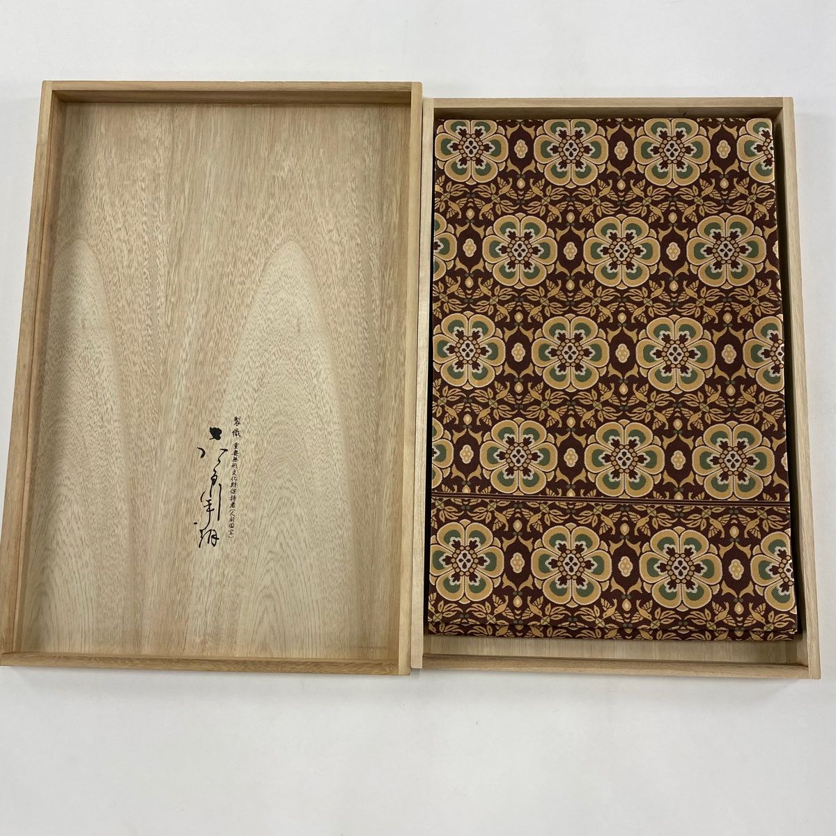 開き名古屋帯 美品 逸品 人間国宝 喜多川平朗 共箱あり 花 鳥 焦
