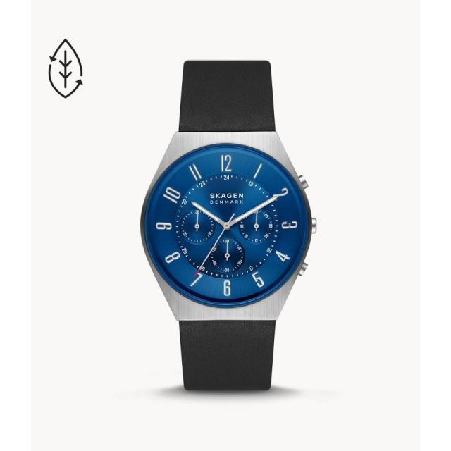 【正規品】スカーゲン　SKAGEN Grenen クロノグラフ ミッドナイトレザー サステナブル素材 42mm SKW6820