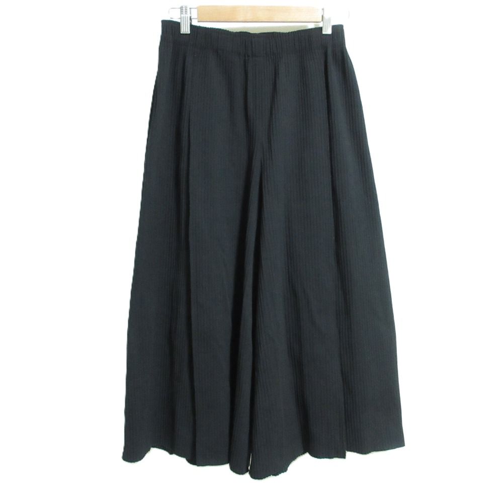 me ISSEY MIYAKE ミーイッセイミヤケ ストレッチ イージーウエスト プリーツワイドパンツ MI02KF629 ブラック レディース 古着