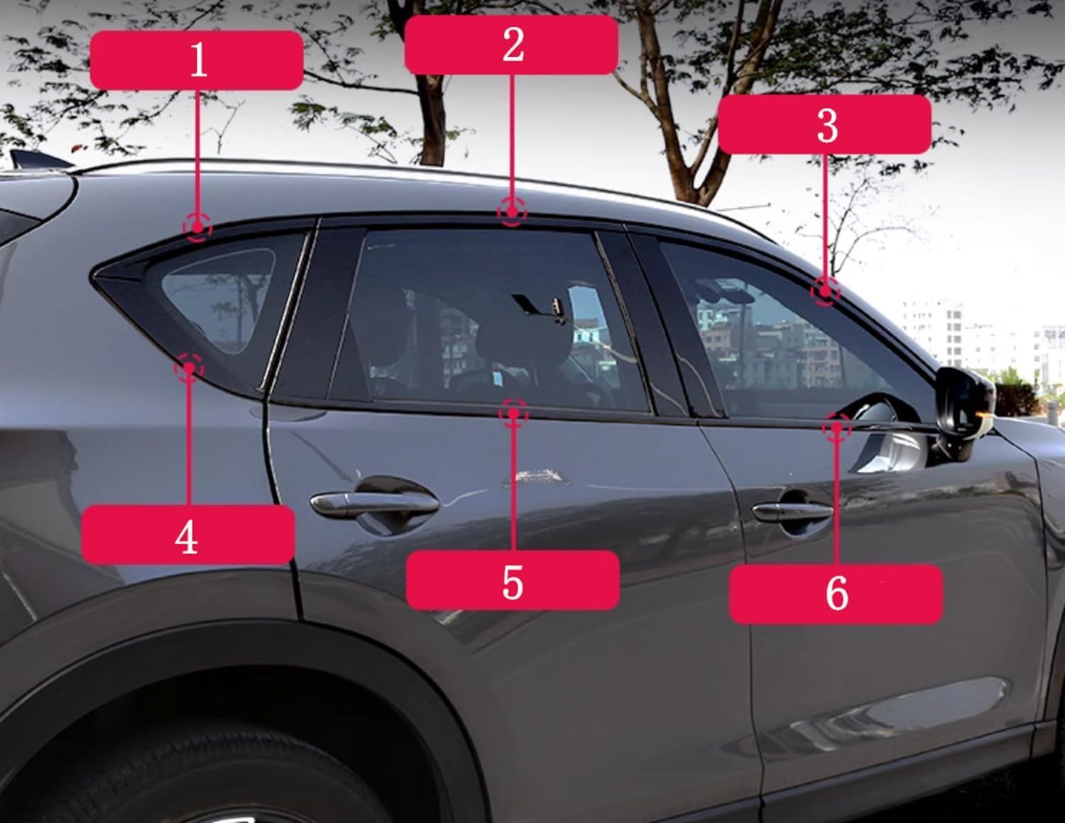 CX-5 KF系 ウィンドウモールカバー 12本セット 艶ありブラック 送料無料 マツダ CX-5 KE系 ウィンドウモール 12P 黒木目調