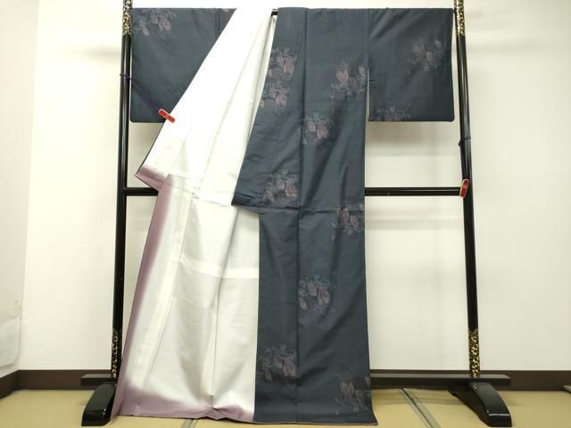 平和屋着物●本場大島紬　9マルキ　草木色泥染　大山謹製　舞蝶文　蛍袋　ホタルブクロ　証紙付き　正絹　逸品　DAAS2049tw 平和屋着物○本場大島紬 9マルキ 草木色泥染 大山謹製 舞蝶