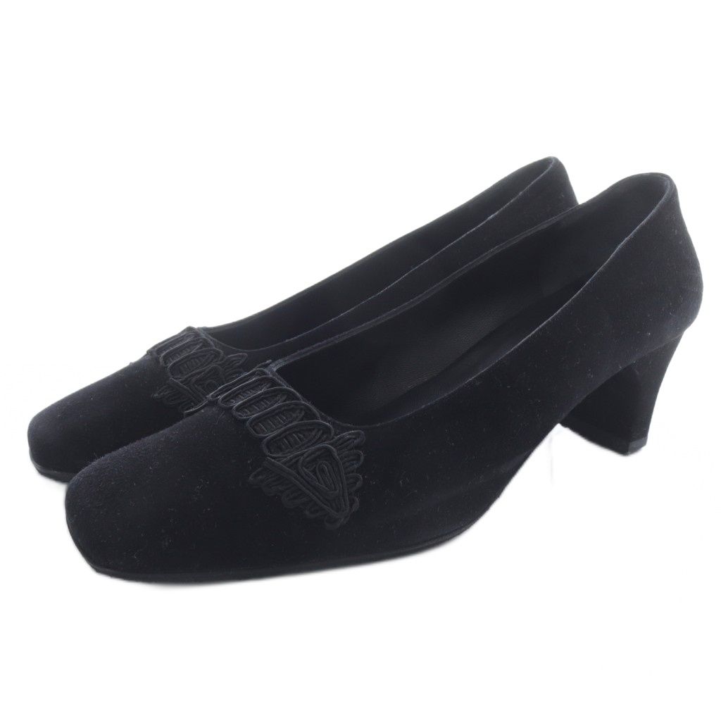 【未使用】Salvatore Ferragamo 黒スエード パンプス 71/2 サルヴァトーレフェラガモ Salvatore Ferragamo サルヴァトーレ