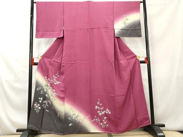 平和屋着物▽訪問着 手描き 枝花文 暈し染め 金彩 さが美扱い