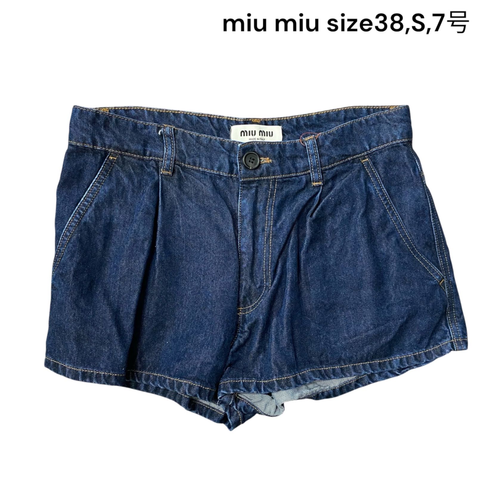 ミュウミュウ miu miu 38 S 7号 ショートパンツ デニム パンツ ボトムス 青系 レディース S5P569