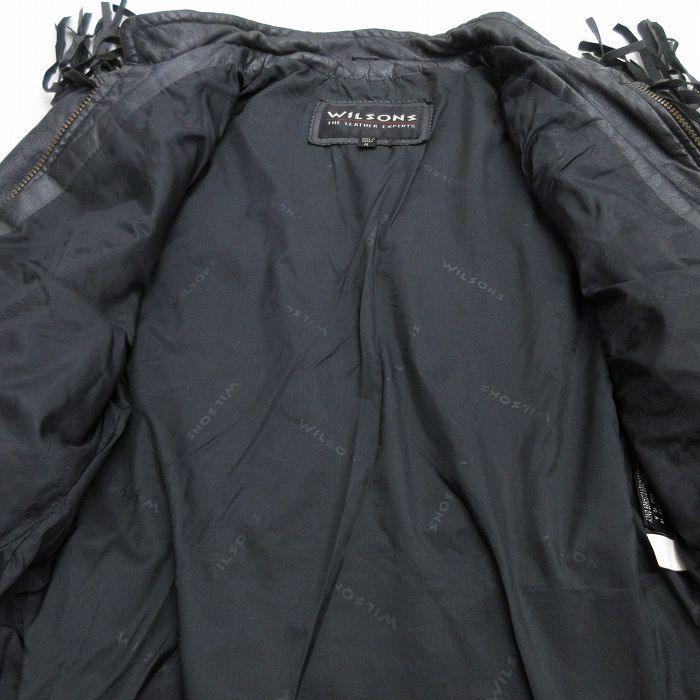 古着 ウィルソン 長袖 レザー ジャケット レディース フリンジ 黒 ブラック 25oct17 アウター 革ジャン 皮ジャン GULLKHAN_COM