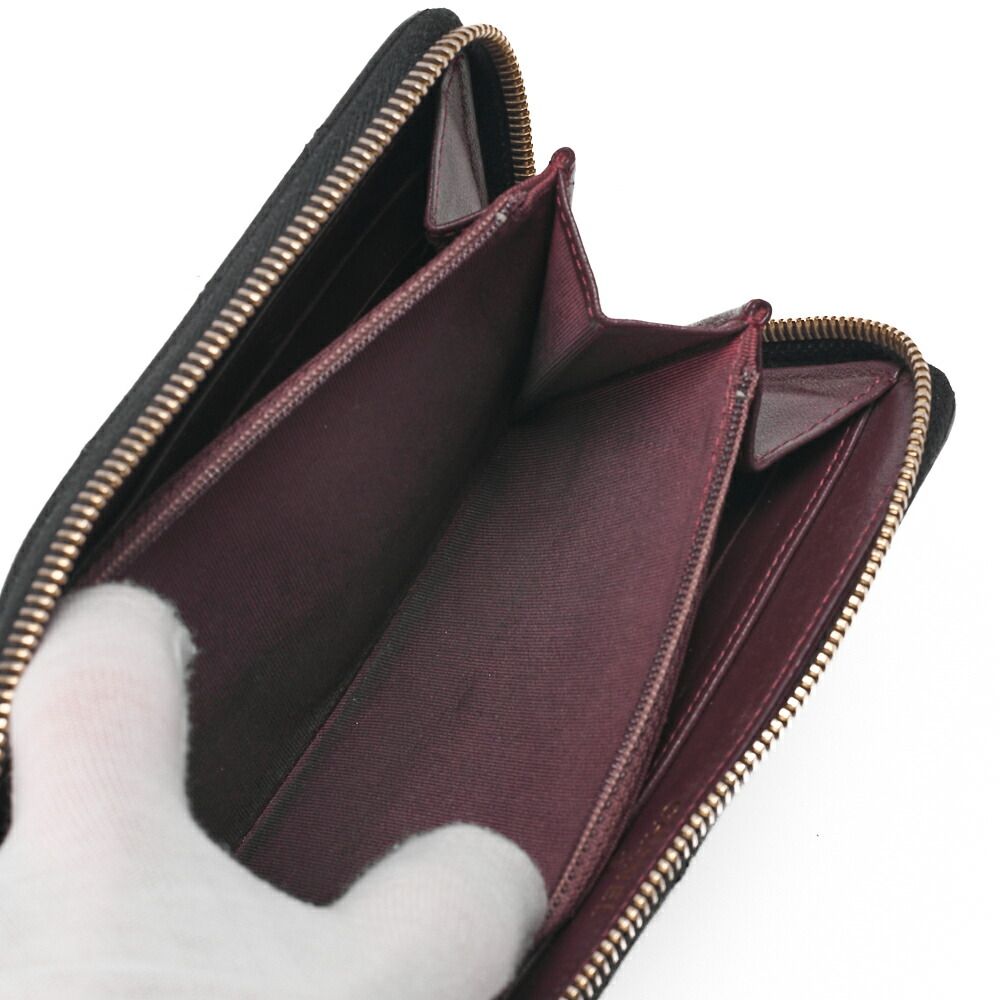 CHANEL シャネル ボーイシャネル Vステッチ ラウンド長財布 キャビア  