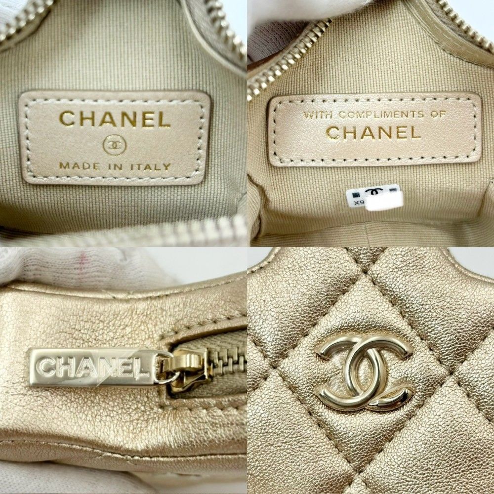 シャネルレザースターポーチゴールド