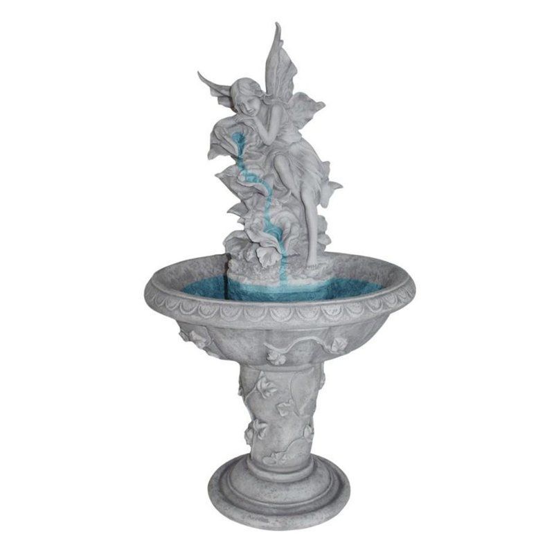 妖精のガーデン噴水彫像 ファンタジーな台座の噴水で魔法のような庭の中心 庭園アート工芸 芝生 玄関 ピロティ 新築ギフト輸入品