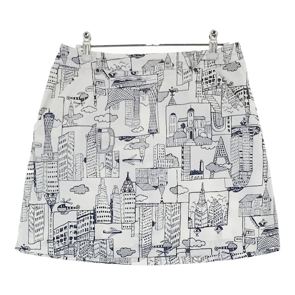 サイズ：38 ADABAT アダバット インナー付スカート 街中 総柄 ホワイト