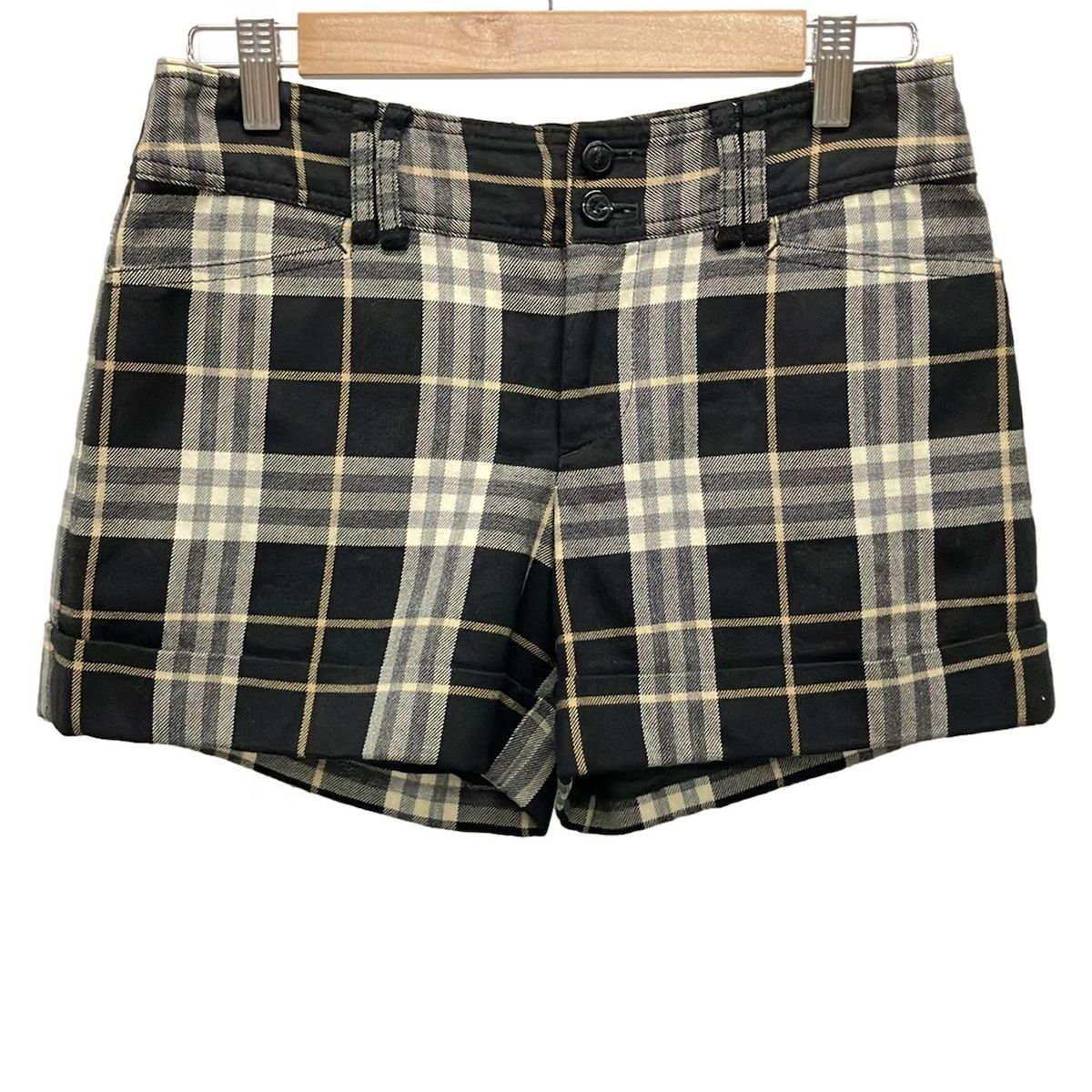Burberry Blue Label バーバリーブルーレーベル ショートパンツ サイズ38 M レディース - 黒×アイボリー×ベージュ チェック柄