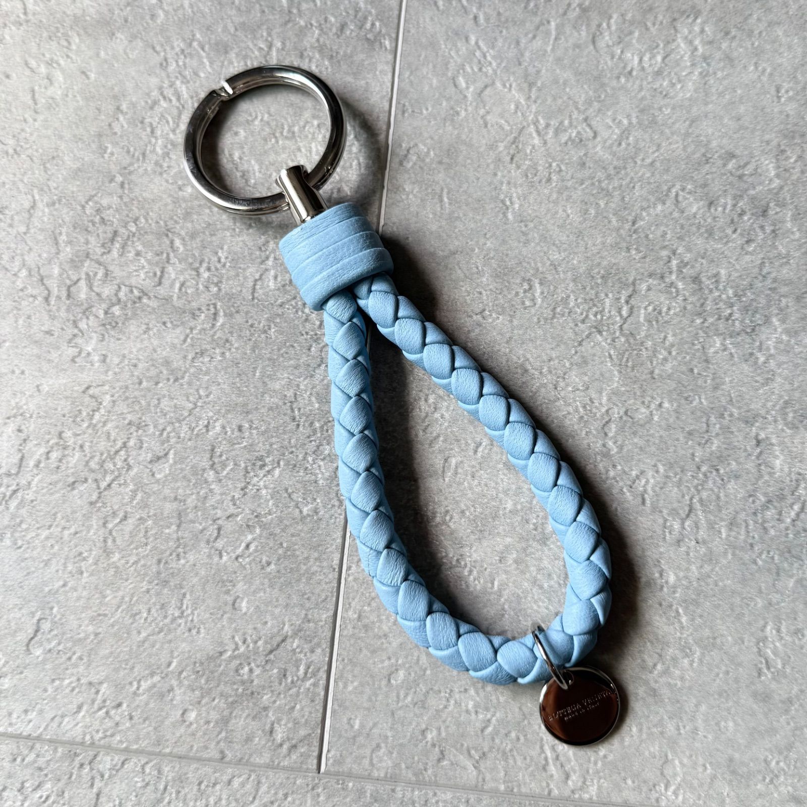 Bottega Veneta 水色 キーホルダー 極美品 BOTTEGA VENETA ボッテガヴェネタ イントレチャート