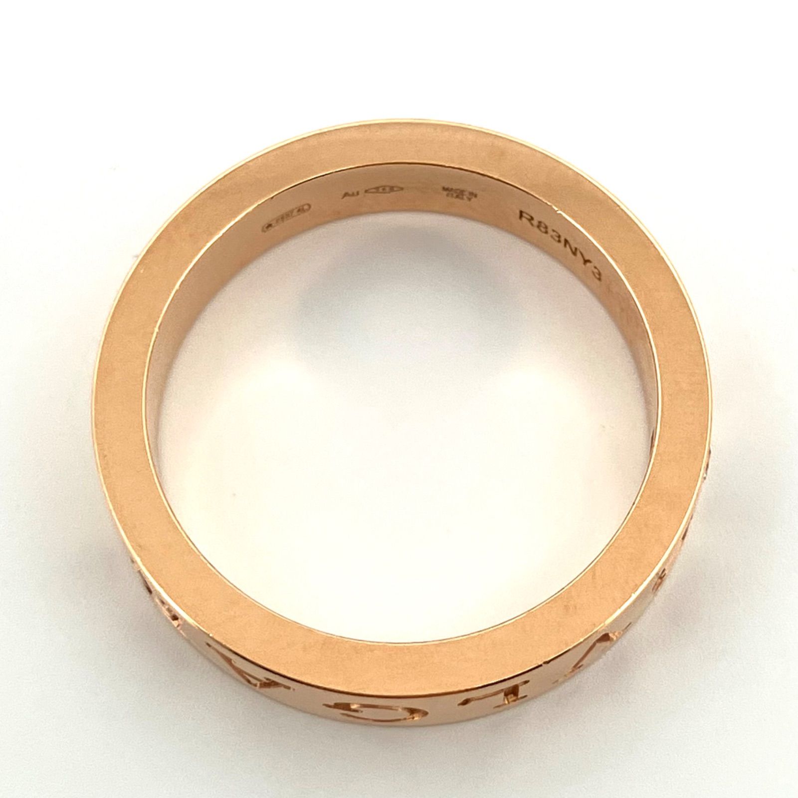 4/美品 ブルガリ K18PG ピンクゴールド ダブルロゴ ダイヤ リング 指輪 BVLGARI BVLGARI ブルガリ ダブルロゴリング 1Pダイヤ 750 18K