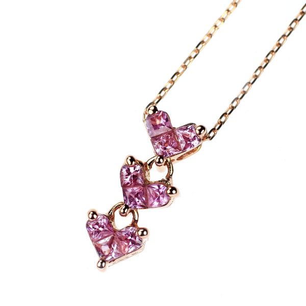 K18WGピンクサファイアペンダントネックレス ピンクサファイア 0.37ct ペンダント ネックレス K18WG
