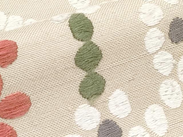 平和屋本店□極上 洛風林 工芸帯地 九寸名古屋帯 唐織 紬地 菱吉祥文