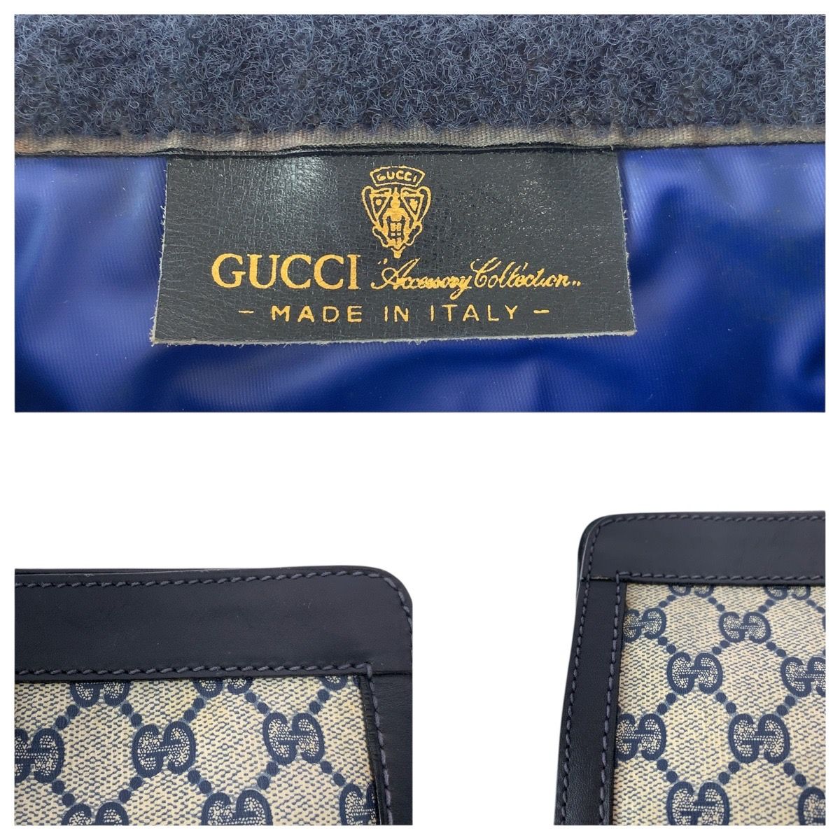 オールドグッチ クラッチバッグ GG スプリーム シェリーライン ネイビー GUCCI オールドグッチ クラッチバッグ シェリーライン GGプラス