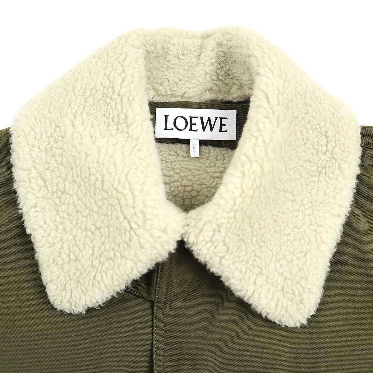 LOEWE ロエベ SAMPLE フェイクシアリングカラー ギャバジンコート 