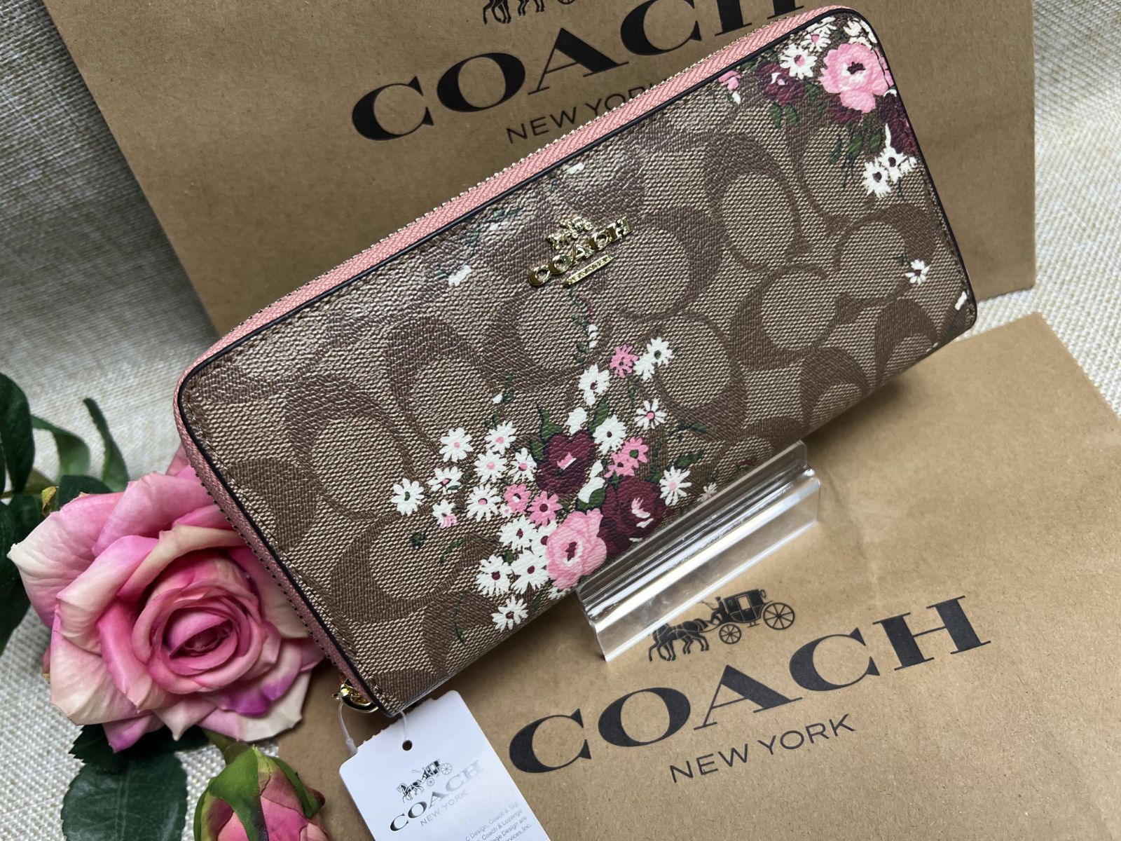 コーチ COACH 長財布 財布 ラウンドファスナー レディース財布 カーキ