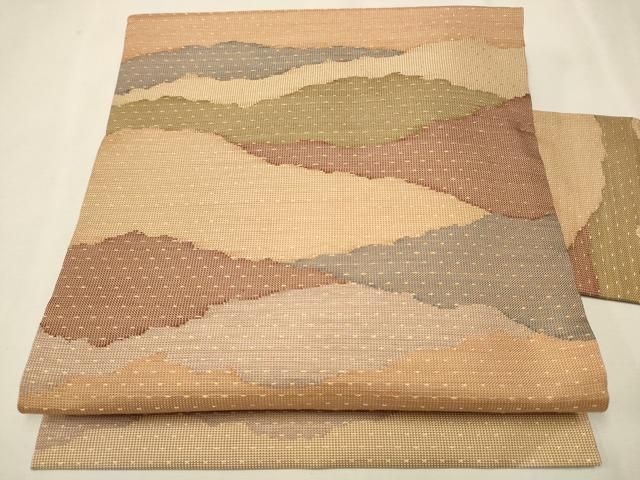 平和屋着物○俵屋 人間国宝 喜多川平朗 有職織物 九寸名古屋帯 霞文