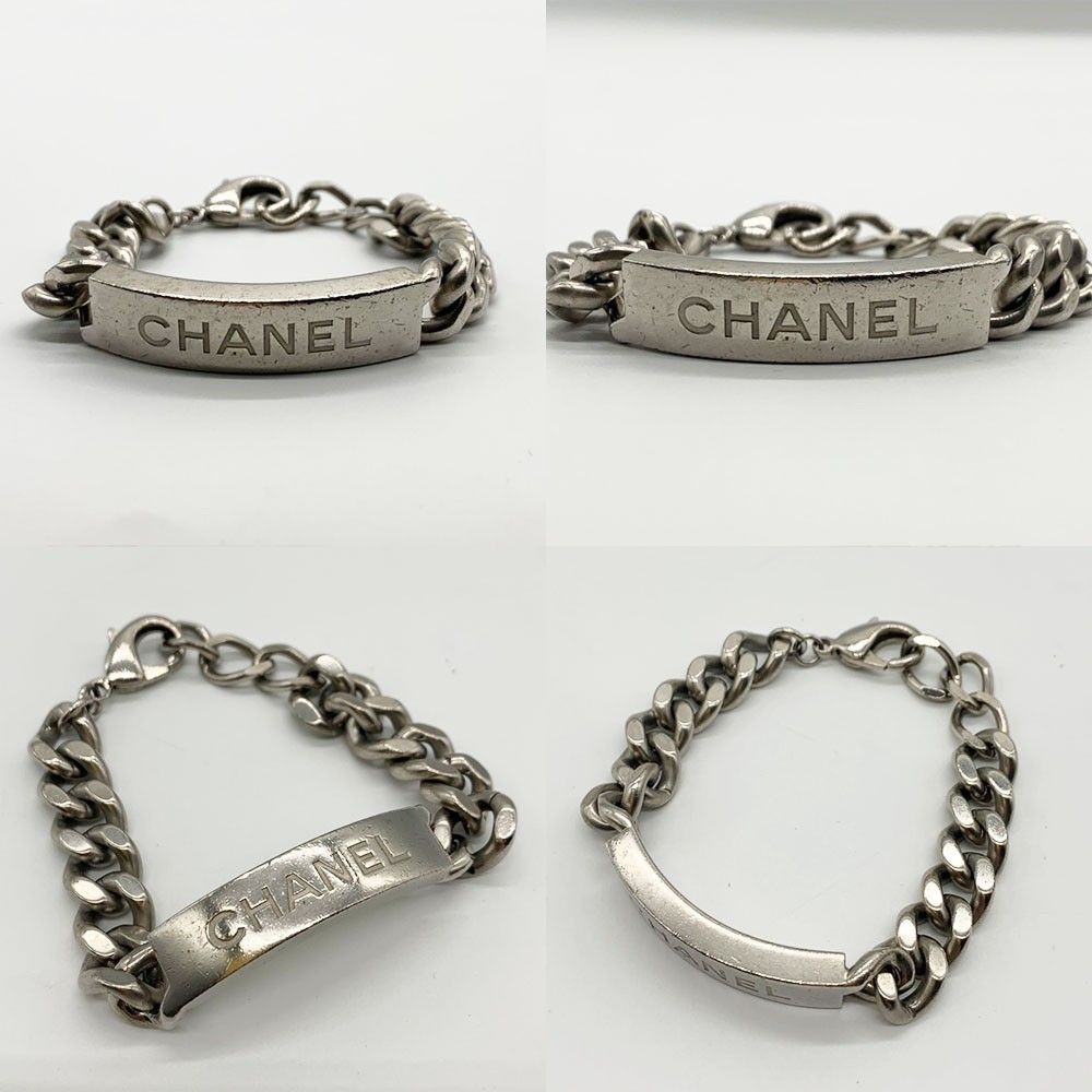 シャネル ブレスレット ロゴプレート シルバー メタル Bランク 中古