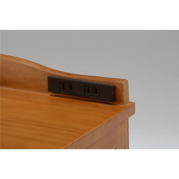 サイドボード 電話台 幅48cm ライトブラウン 木製 2口コンセント 鍵付き 隠しキャスター付き 多引き出し FAX台 リビング 代引不可 MARWIL-DEMENAGEMENTS_CH