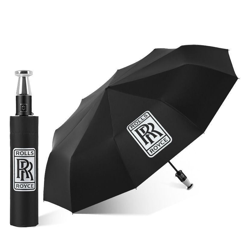新品！ロールスロイス[Rolls Royce] 折りたたみ傘 ケース付 ブラック フルオート（自動式）10骨 晴雨兼用 遮光 遮熱 超軽量 折り畳み傘 収納袋付