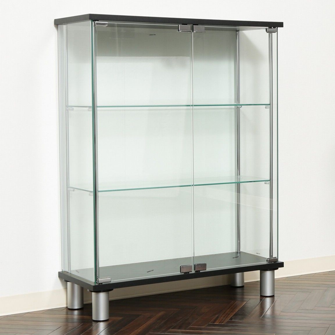 〇 ガラスディスプレイケース３段 ワイド ＢＫ 高さ９３ｃｍ 約幅70ｃｍ×28ｃｍ×93.5ｃｍ