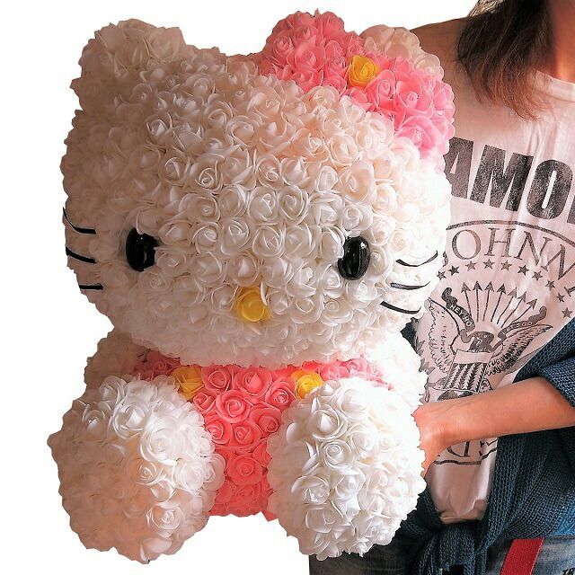 キティ 特大 プロポーズ 花 彼女 キティ ミニローズ 花束風ギフト ダイヤモンド レインボーローズ プリザーブドフラワー入りギフト ケース付き kitty