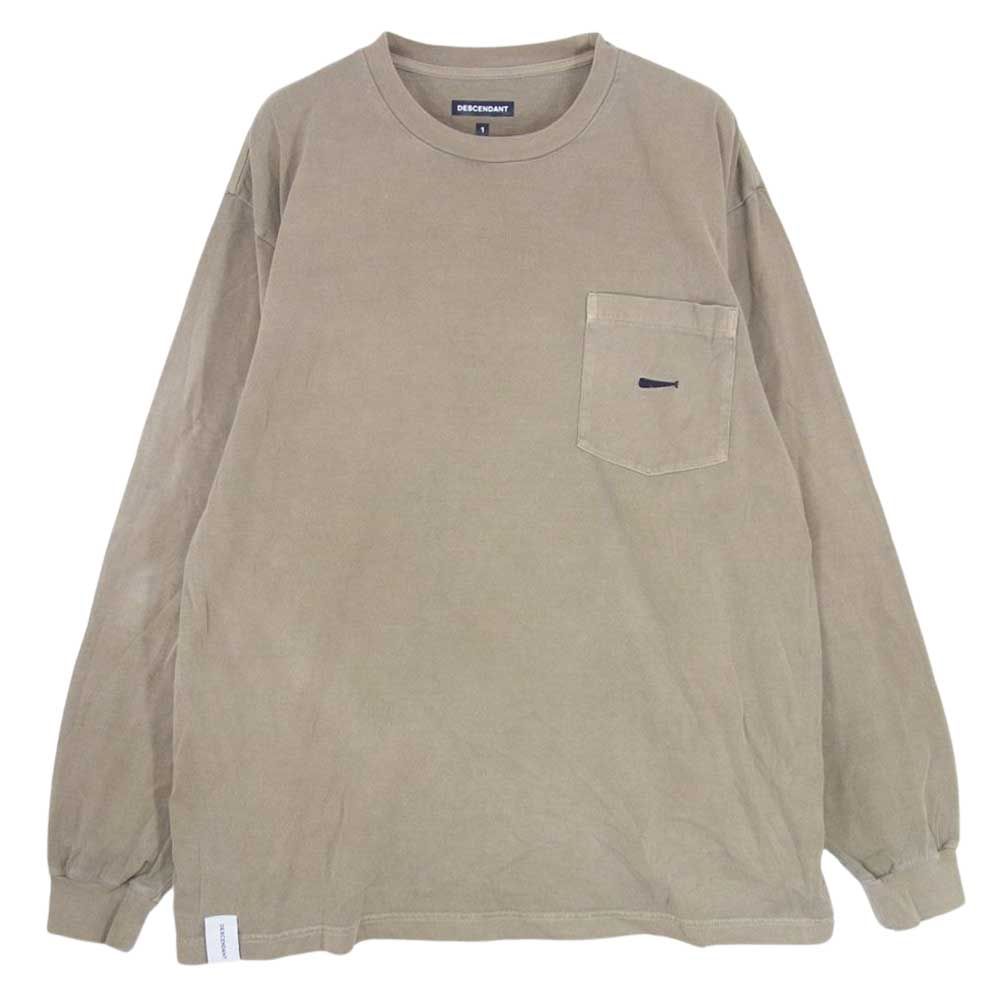 DESCENDANT ディセンダント Ｔシャツ CACHALOT カシャロ ロングスリーブ 長袖 ポケット Tシャツ ロンT クジラ 刺繍 カーキ系 1【中古】