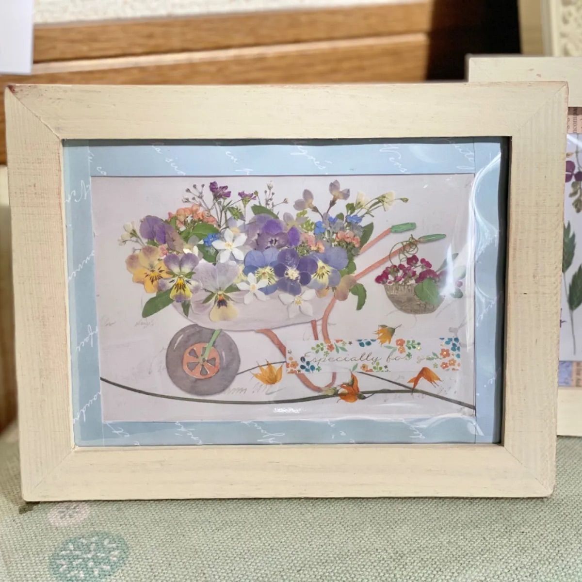 押し花アート　絵画 押し花アート 黄花コスモスのデザイン(押し花絵） - フルール