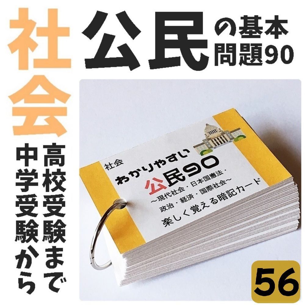 084】中学受験対策 社会の地理、歴史、公民 基礎暗記カード