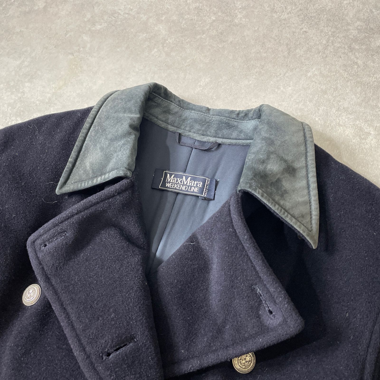 Max Mara WEEKEND LINE レザーカラー ウール ハーフコート ITALY製 