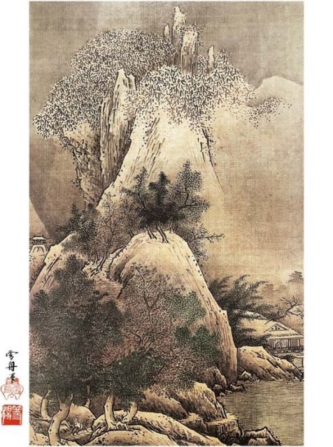 種類3：f8 額絵 雪舟 四季山水図 冬 f8・f6・f4サイズ 日本の