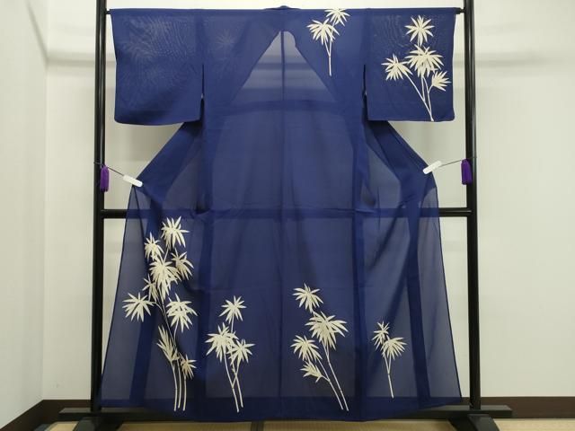 平和屋着物＊夏物 訪問着 絽 笹竹文 暈し染め 銀彩 正絹