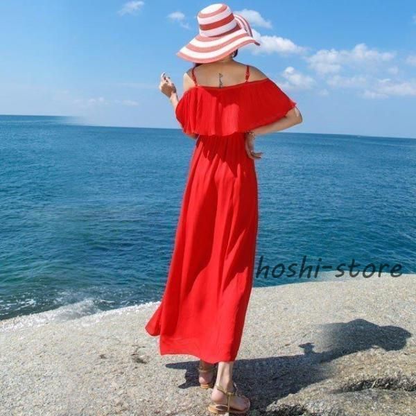可愛い リゾート感 ドット セット ワンピースマキシレッド 夏 海 旅行 リゾートワンピース 白 ホワイト レッド 赤 ロング
